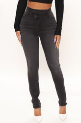 Cross Me Once Stretch Skinny Jeans - Black Ins Street